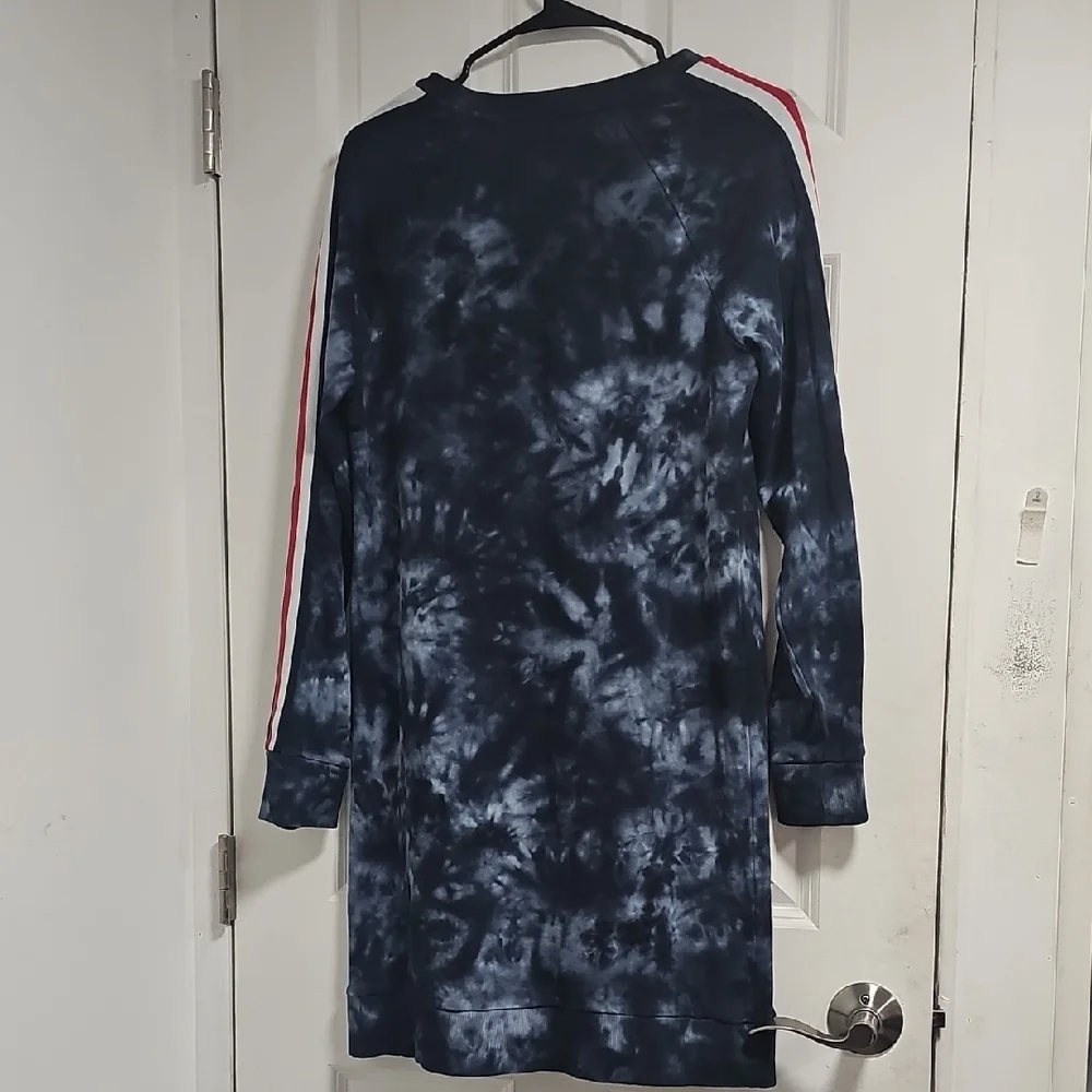 Tommy Hilfiger Women Blue Tie Dye Sweatshirt Drees S Heart Side Stripe. - Picture 6 of 11